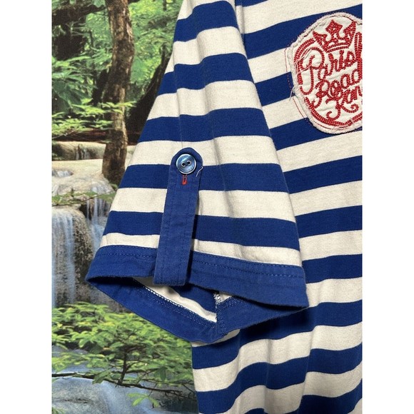 Parish Nation Polo Shirt Mens XL Blue Stripe Short Sleeve Road King - Picture 8 of 9